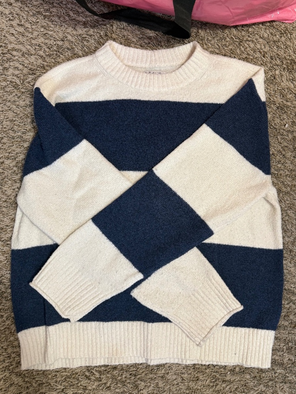 American Eagle Striped Mock Neck Sweater